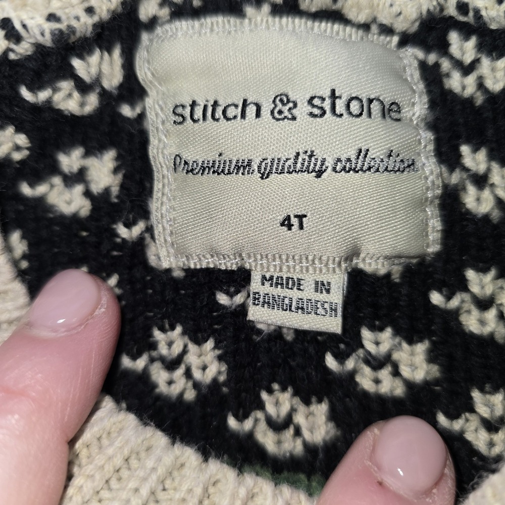 Stitch & Stone 4T Christmas Sweater Red Truck Farmhouse Cottagecore Fair Isle - Picture 3 of 6